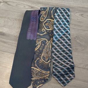Elegant Men's Tie Set - Black, Gold, Blue